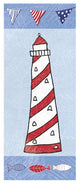 "Coastal Lighthouse II on Blue" Digital Paper Print by Farida Zaman, 26"x62"
