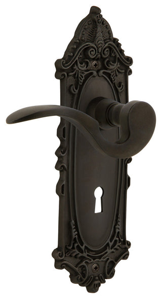 Victorian Plate With Keyhole Manor Lever, Oil-Rubbed Bronze, Privacy, Non-Handed