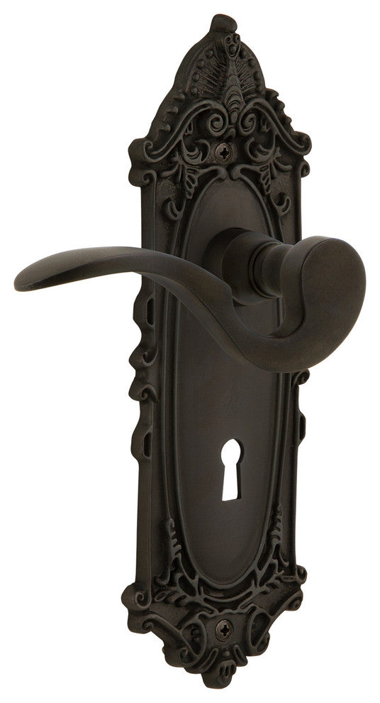 Victorian Plate With Keyhole Manor Lever, Oil-Rubbed Bronze, Privacy, Non-Handed