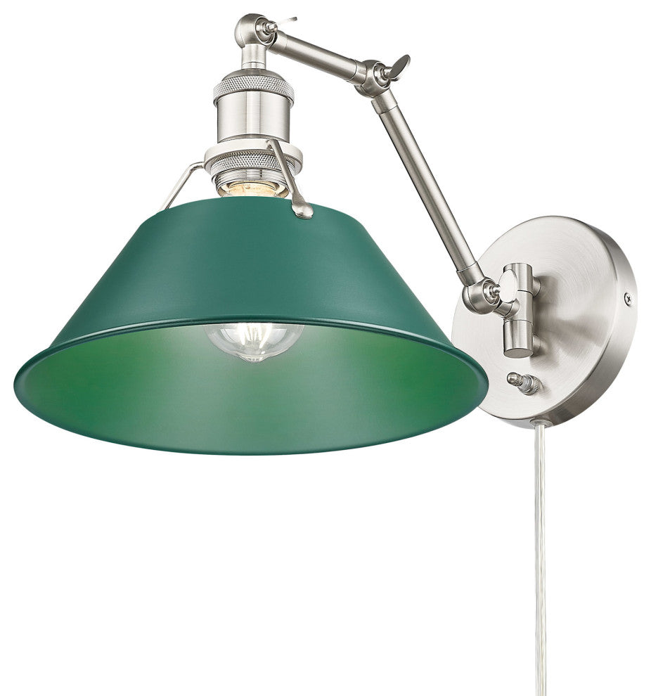 Golden Lighting 3306-A1W PW Orwell 9" Tall Wall Sconce - Pewter / Pine Green