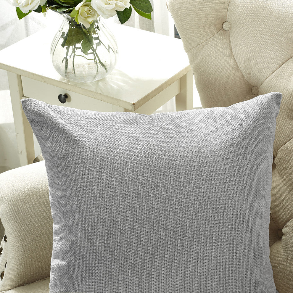 Milliken Plush Pillow Shell 2 Piece Set, Silver, 20" X 20"