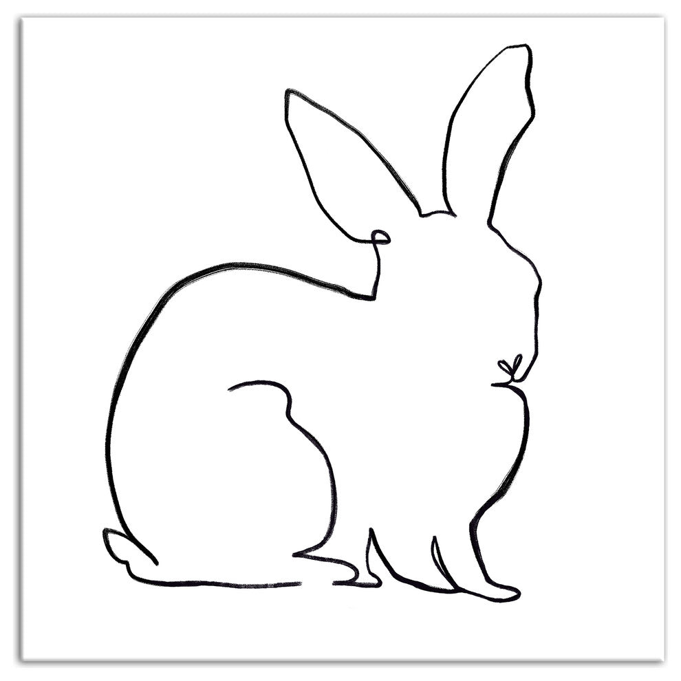 Simple Rabbit Sketch 16x16 Canvas Wall Art