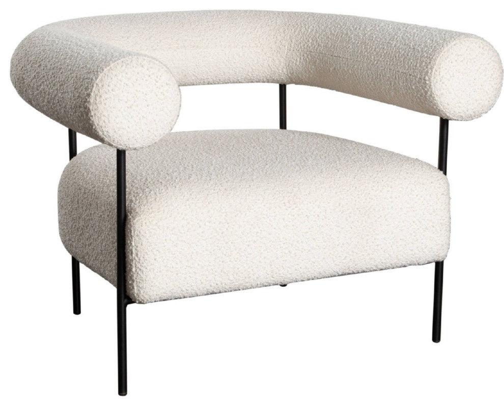 District Accent Chair in Ivory Boucle Fabric by Diamond Sofa