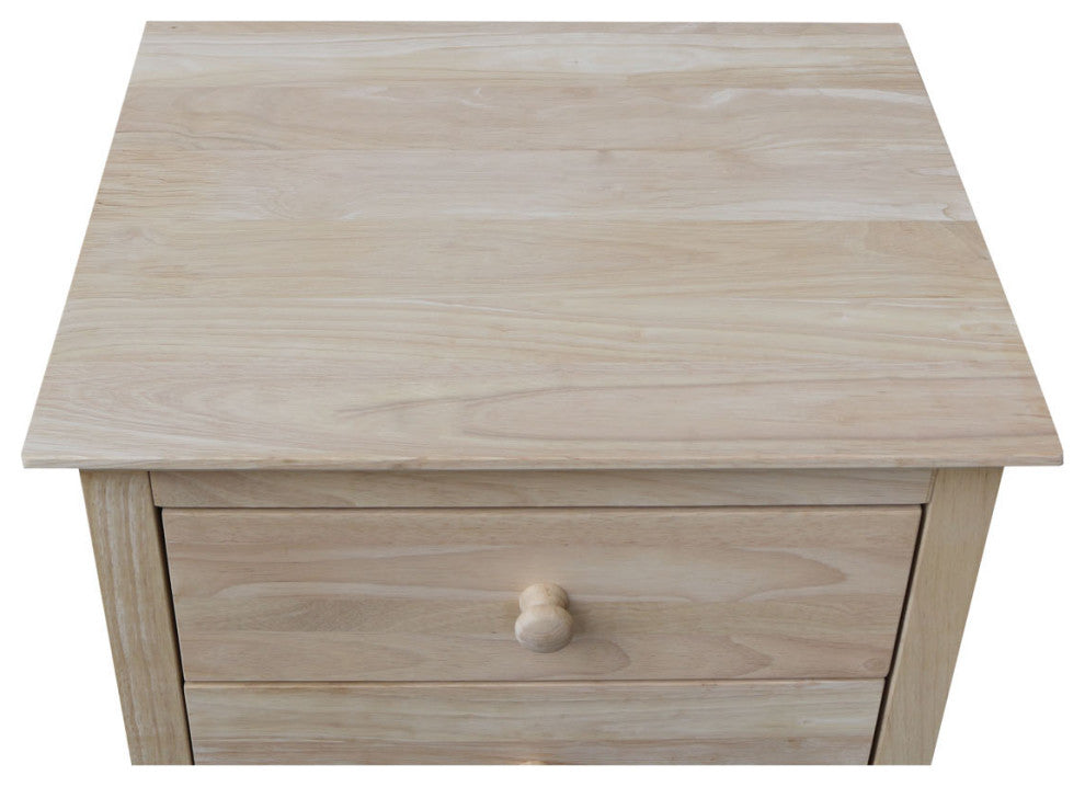 Solid Wood Nightstand With 3 Drawers