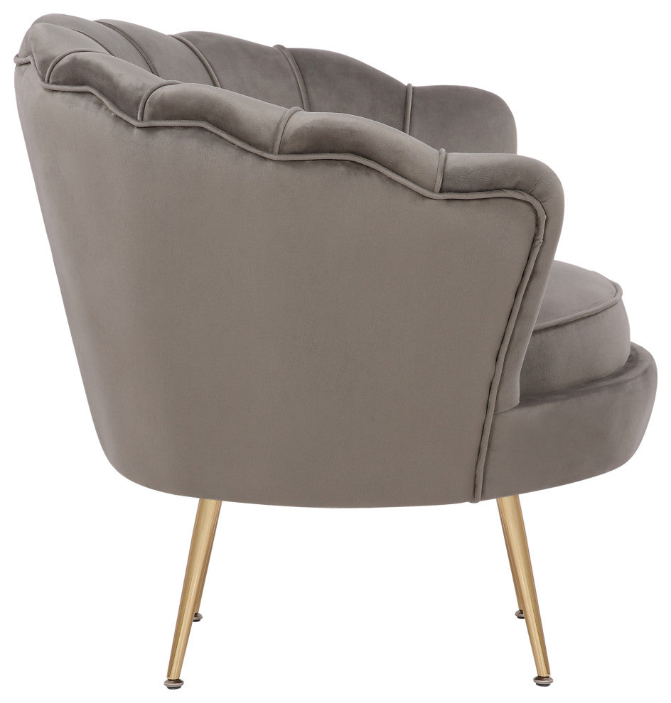 Home Beyond Mid Century Velvet Accent Chair Upholstered Leisure Arm Chair, Gray