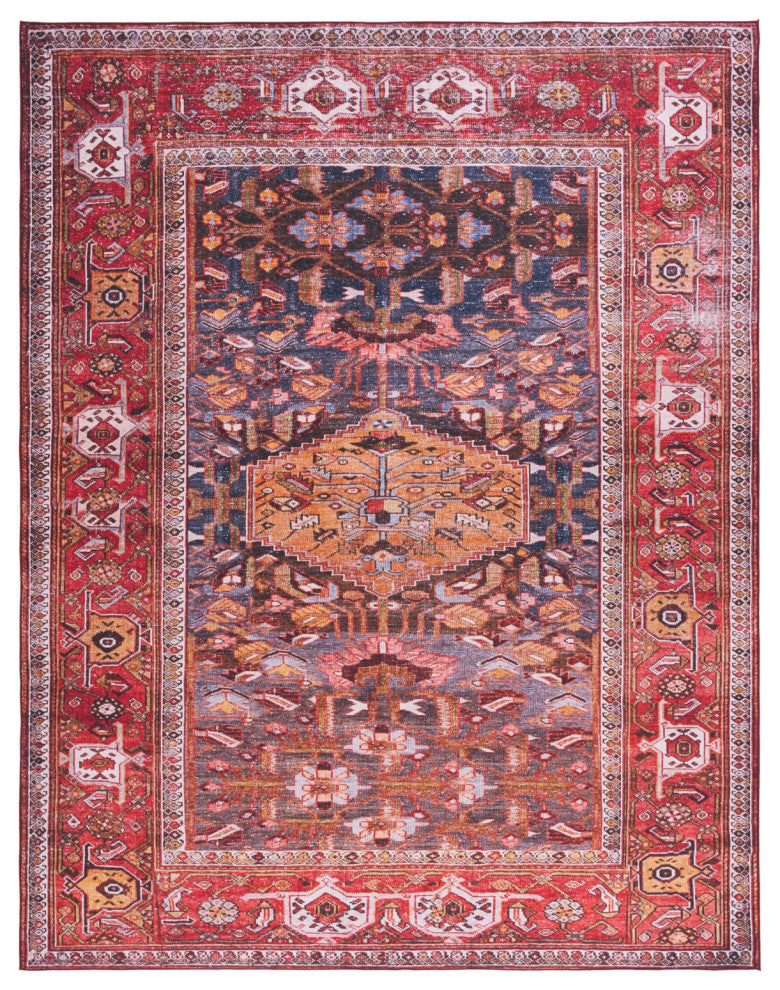 Safavieh Tucson TSN127 Rug Machine-Washable, Navy/Rust, 9'x12'