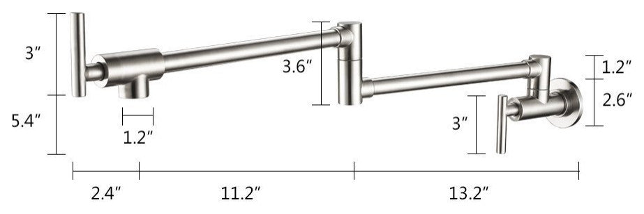 Wellfor Brass Pot Filler Faucet Folding Double Joint Swing Arm