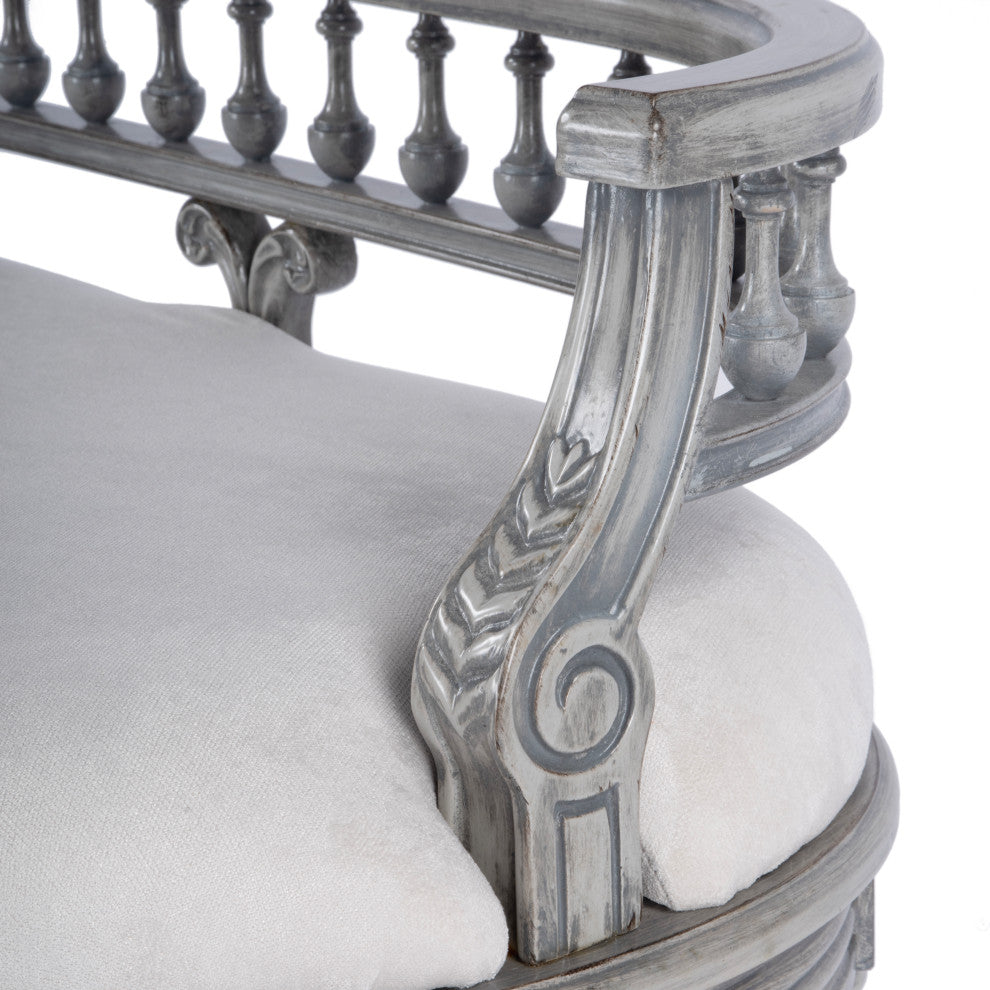 Hathaway 37" Upholstered Bench, Powder Gray