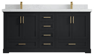 Boston 72" Double Sink Bath Vanity, Wrought Iron 2" Empira Quartz