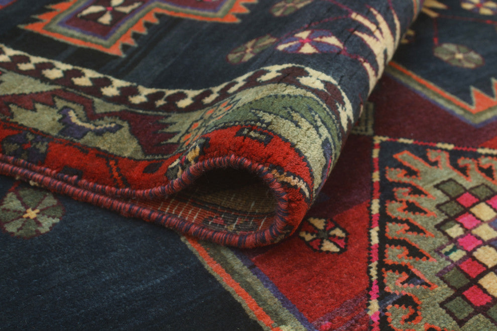 Fine Vintage Distressed Simten Navy/Gray Runner, 3'10x9'5