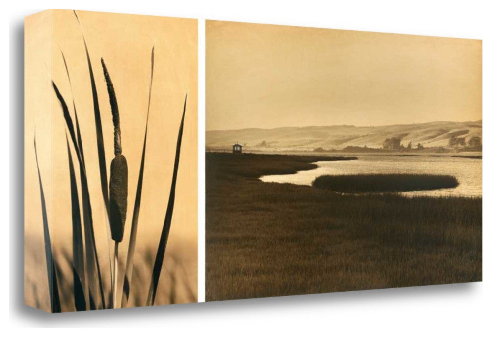 32" By the Water Sepia Tone Giclee Wrap Canvas Wall Art