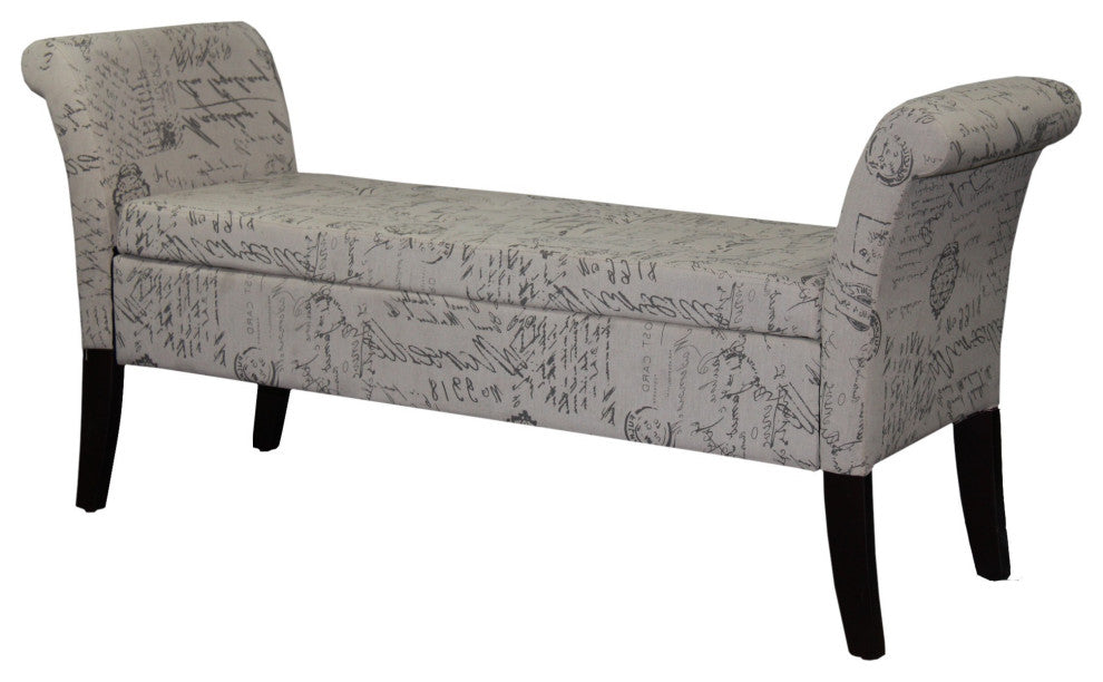 Black and White Vintage Postcard Settee Style Storage Bench
