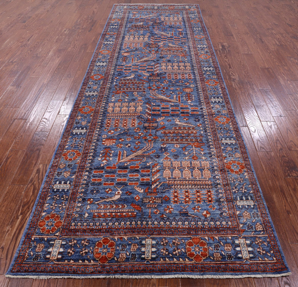4' 10" X 13' 10" Persian Fine Serapi Hand-Knotted Wool Rug - Q12901
