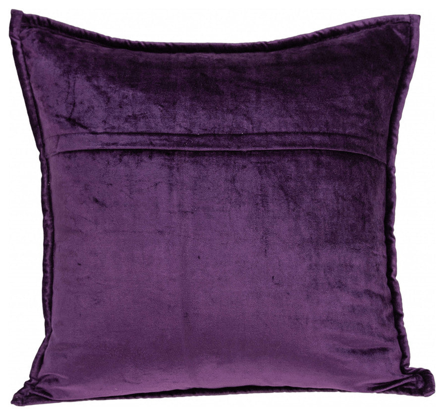 20" X 7" X 20" Transitional Purple Solid Quilted Pillow Cover With Poly Insert