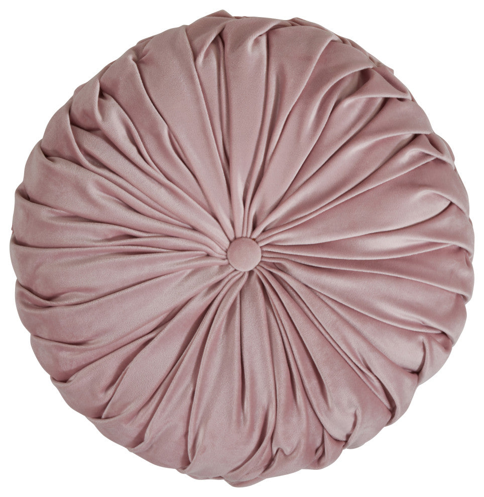 Poly Filled Velvet Pintuck Throw Pillow, 14"x14", Blush