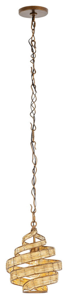 Flow 1-Lt Twist Pendant - Baguette/Natural Rattan