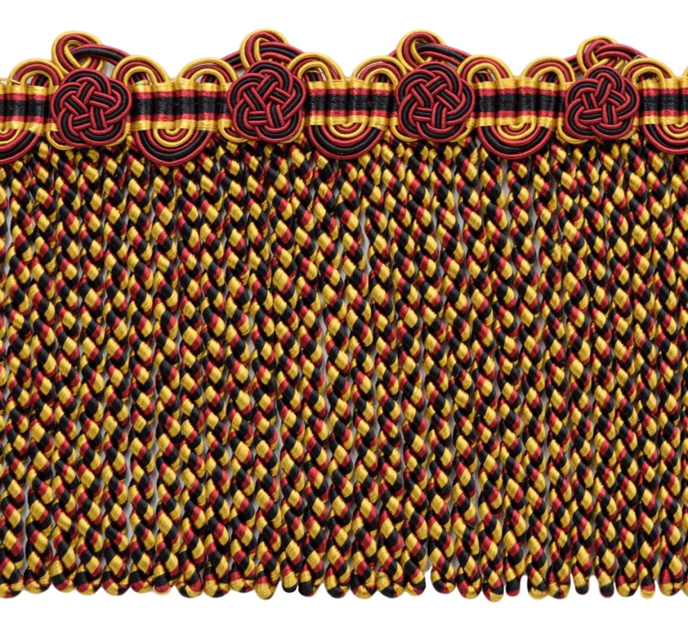 Bullion fringe Trim with Scroll & Rosette Header, Color# LX10 [Sold By The Yard]