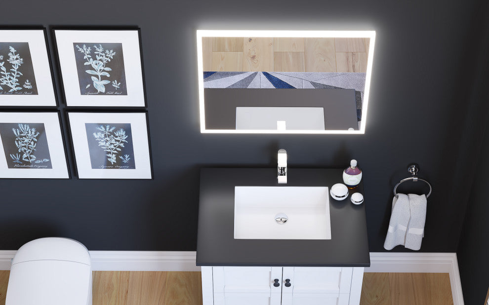 Smart Lisa Dimmable LED Bathroom Mirror With Voice Control, 24"x30"