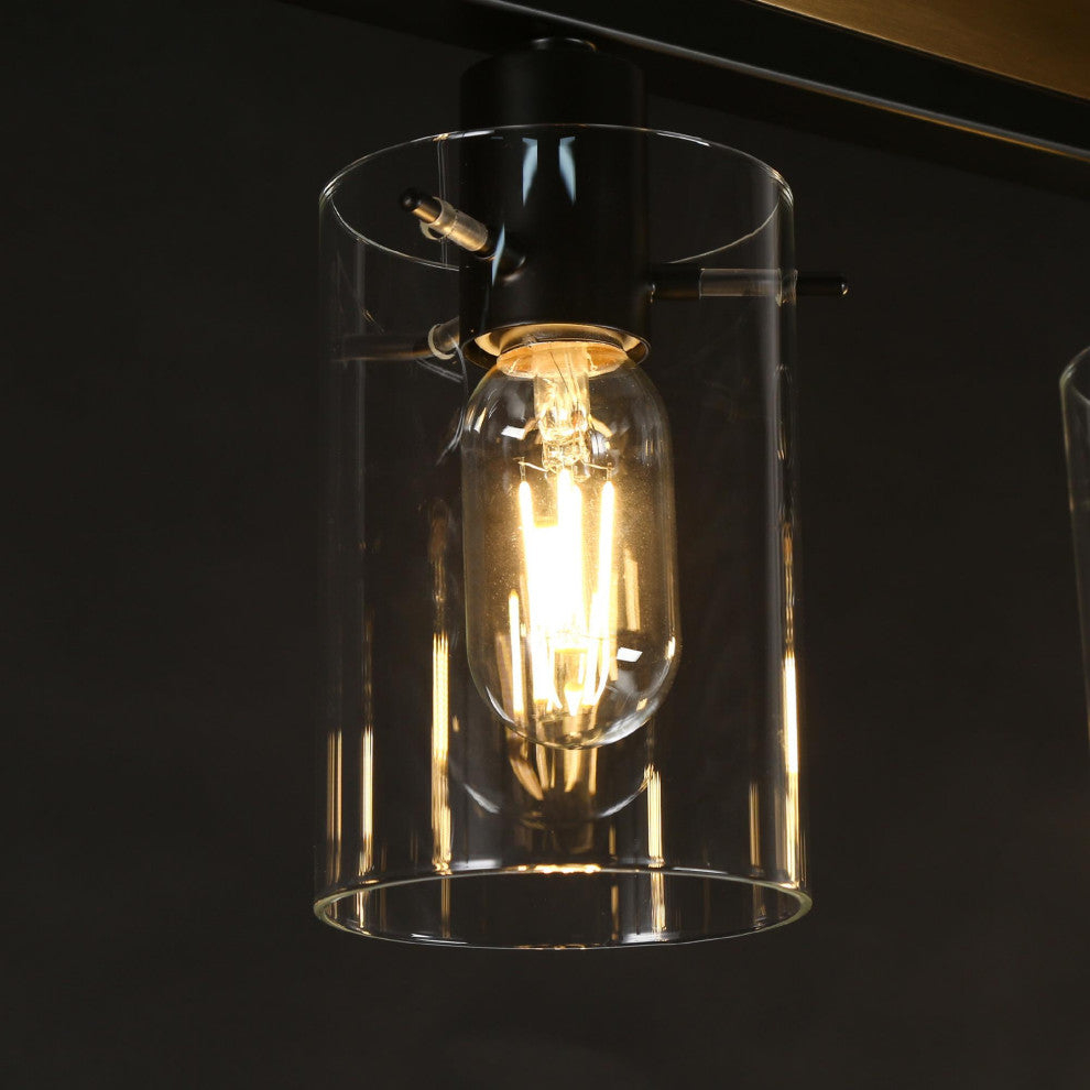 LNC Modern Contemporary 5-Light Black Gold Linear Kitchen Island Light