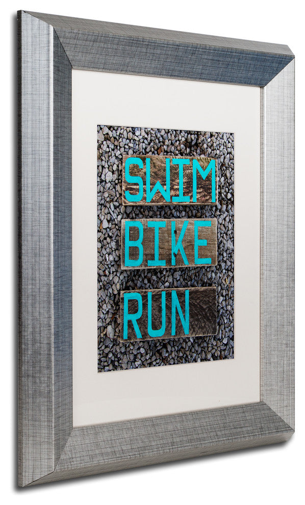 Nicole Dietz 'The Triathlete' Matted Framed Art, Silver Frame, White, 14x11