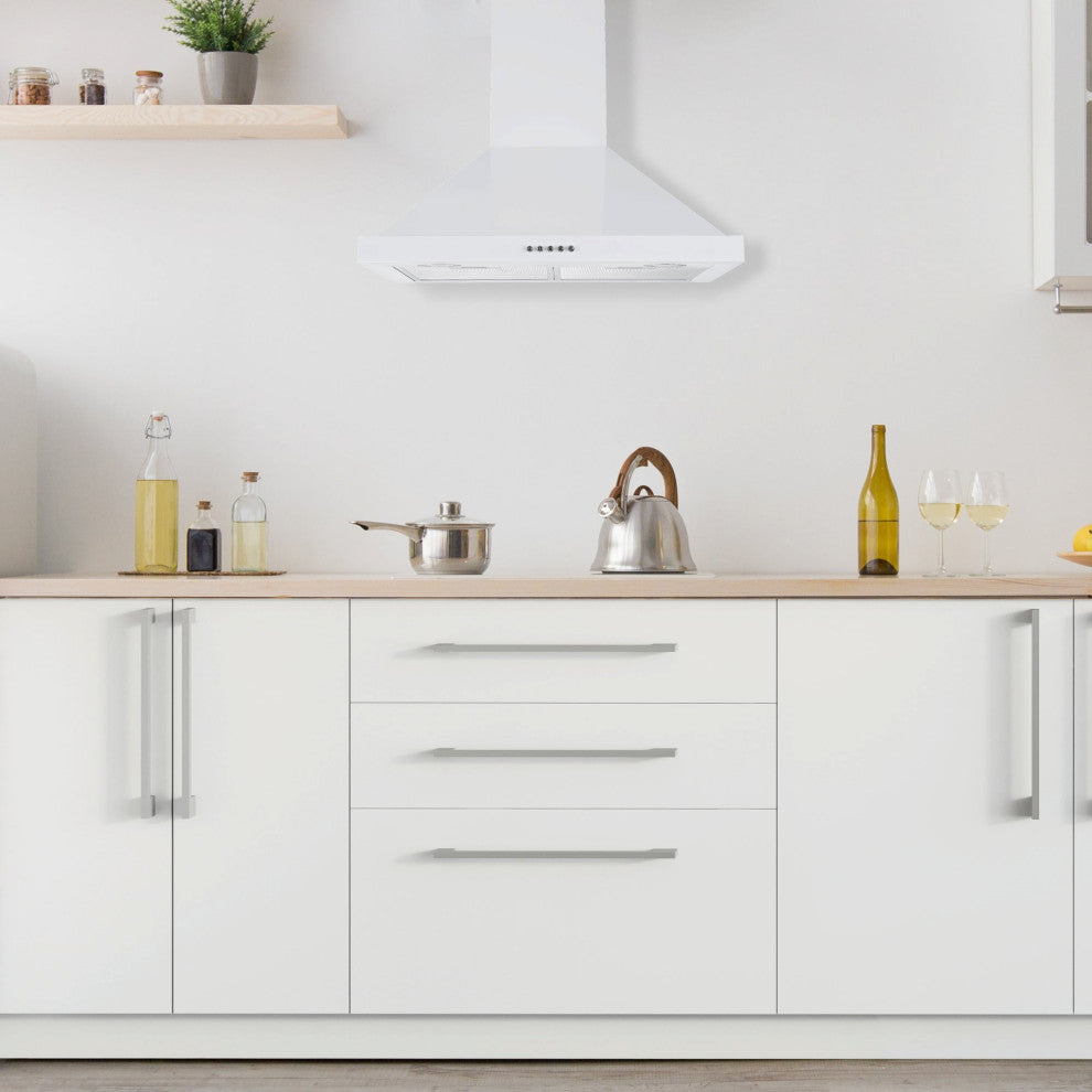 Ancona 24" 280 CFM Convertible Wall Pyramid Range Hood, White