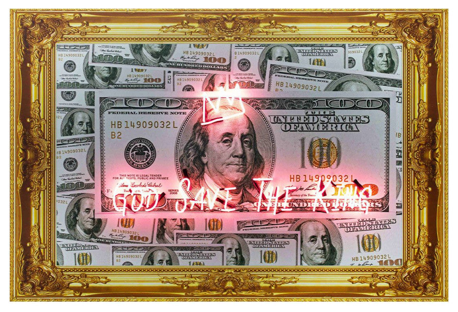 Hundred Dollar Neon Artwork, Andrew Martin God Save The King, Medium