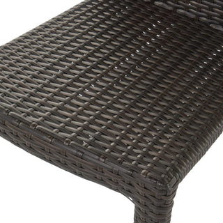 GDF Studio Dorside Outdoor Wicker Armless Stack Chairs With Aluminum Frame, Multi-Brown, Set of 2