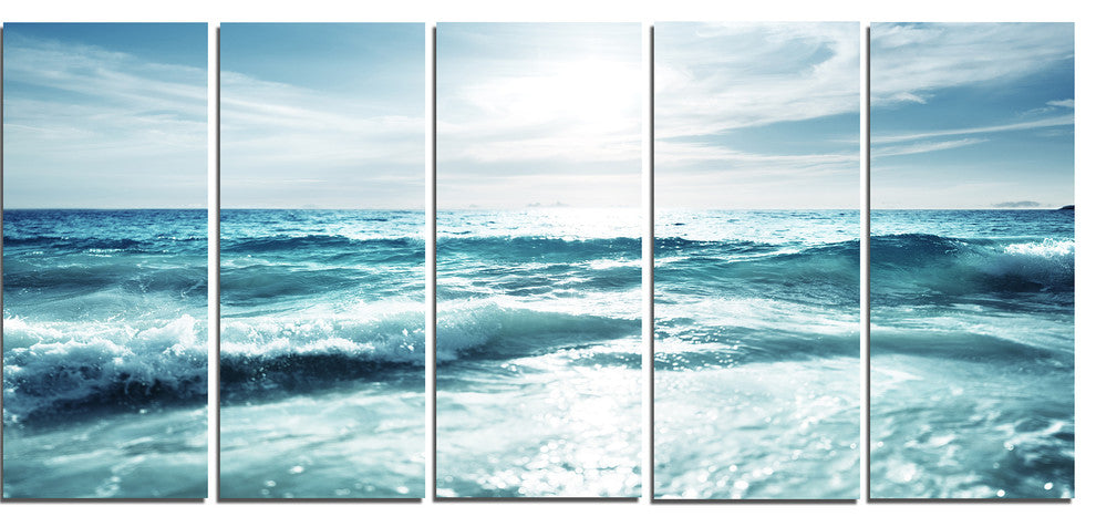 "Seychelles Beach at Sunset" Canvas Print, 5 Panels