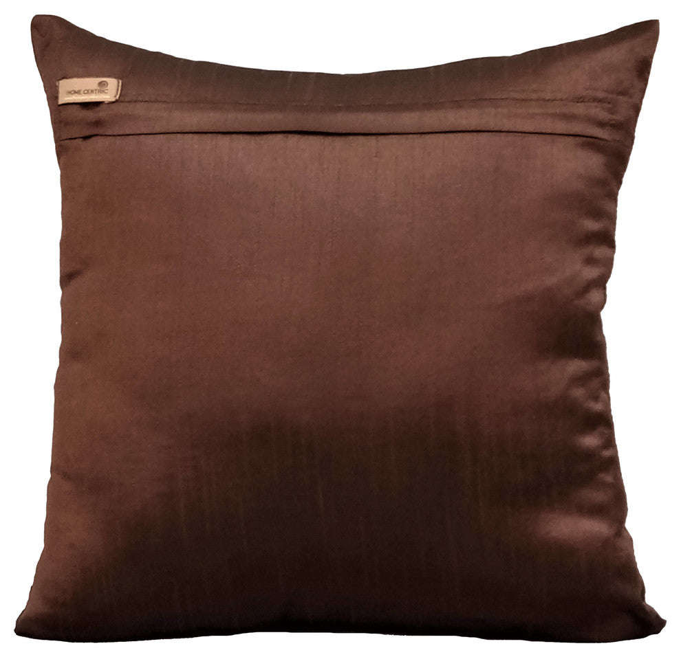 Throw Pillow Covers 16" x 16" Cushion Brown Silk Abstract - Splash Of Turquoise