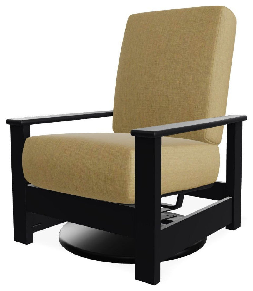 Leeward Deep Seat Outdoor Hidden Swivel Rocker, Stucco/Black
