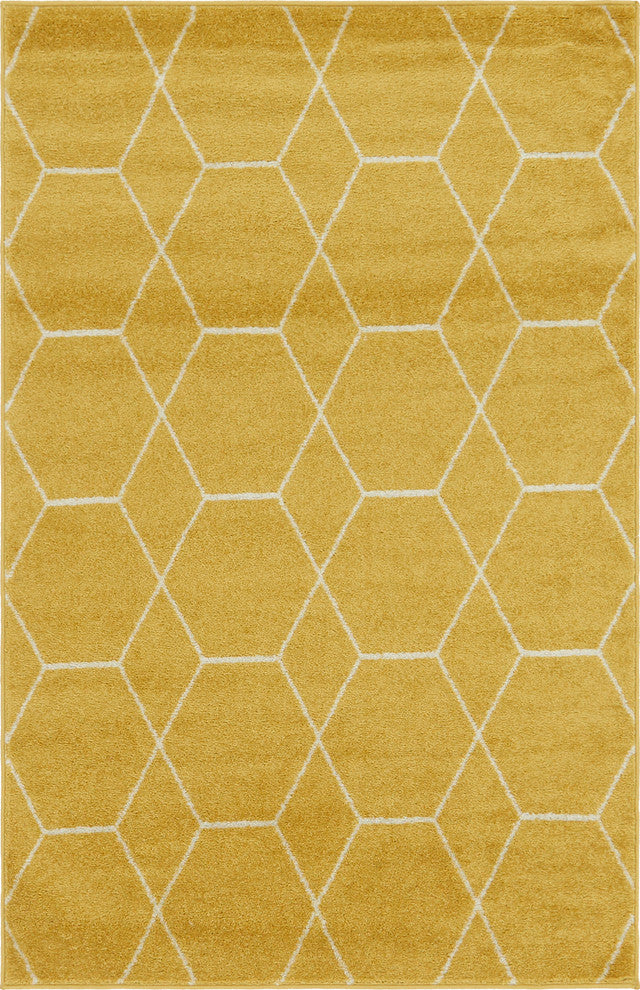 Unique Loom Yellow Geometric Trellis Frieze 4'' 0 x 6'' 0 Area Rug