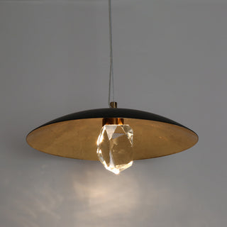 LNC Eleutherius 1-Light 13.8" Modern Crystal LED Pendant Light, Black/Gold