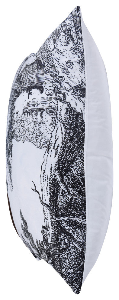 Dann Foley Printed Cushion Matte Black Sat" Upholstery