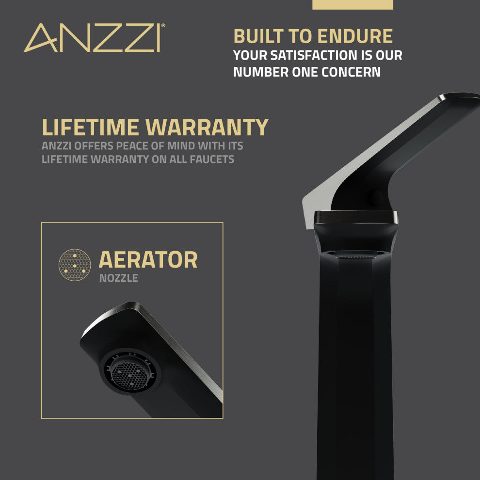1-Handle Bathroom Vessel Sink Faucet, Matte Black and Brushed Nickel