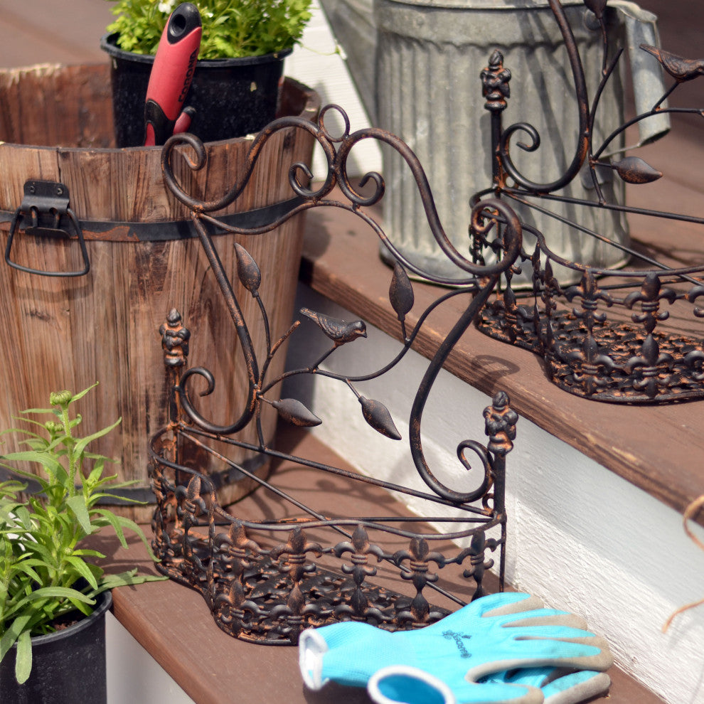 Fleur de Lis Wall Planter Set, Rusty Finish