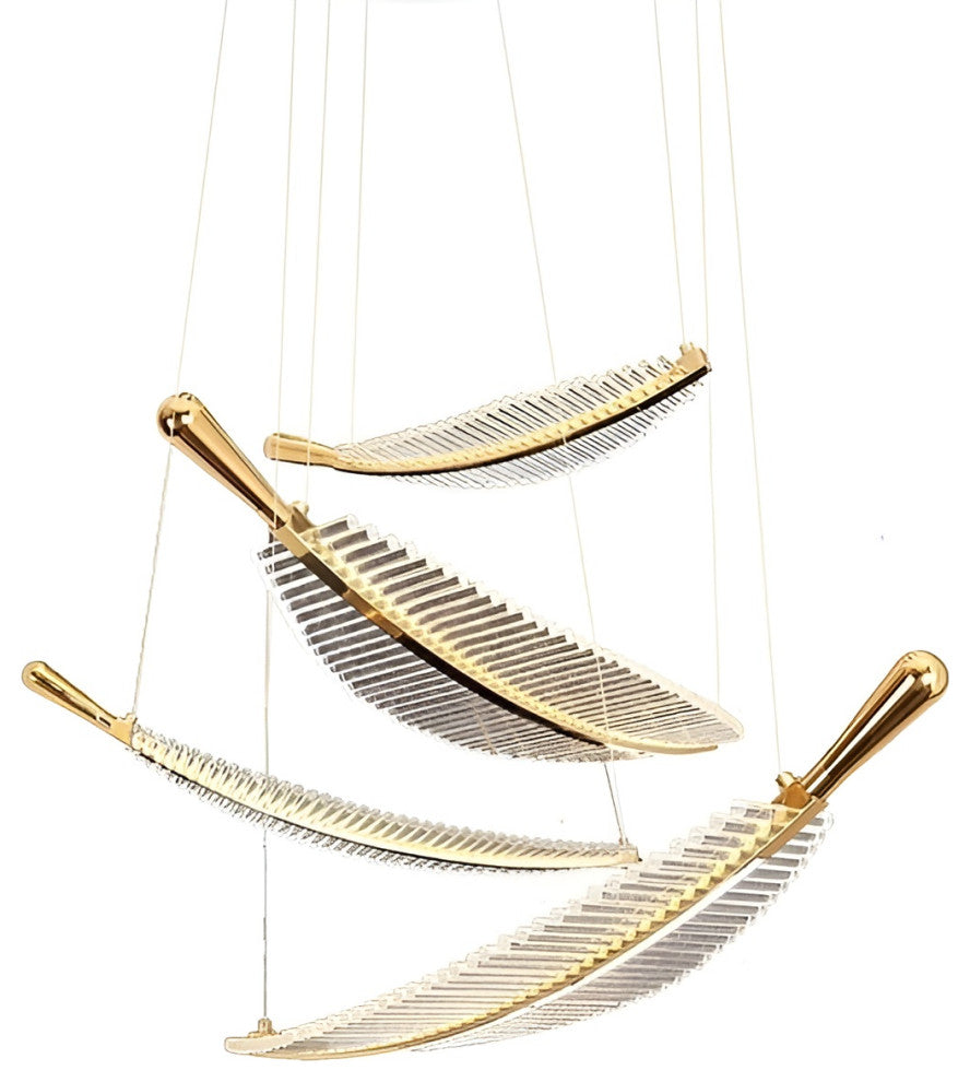 Cagnes-sur-Mer | Crystal Gold Leaves Pendant Chandelier, 10 Leaves