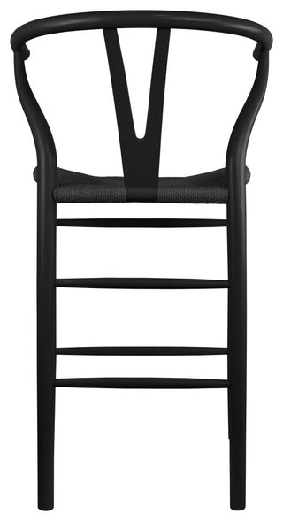 Solid Wood Natural Counter Height with Y Back Woven Black Seat Fully Assembled, Black