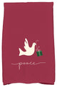 Peace Dove Holiday Animal Print Kitchen Towel, Cranberry