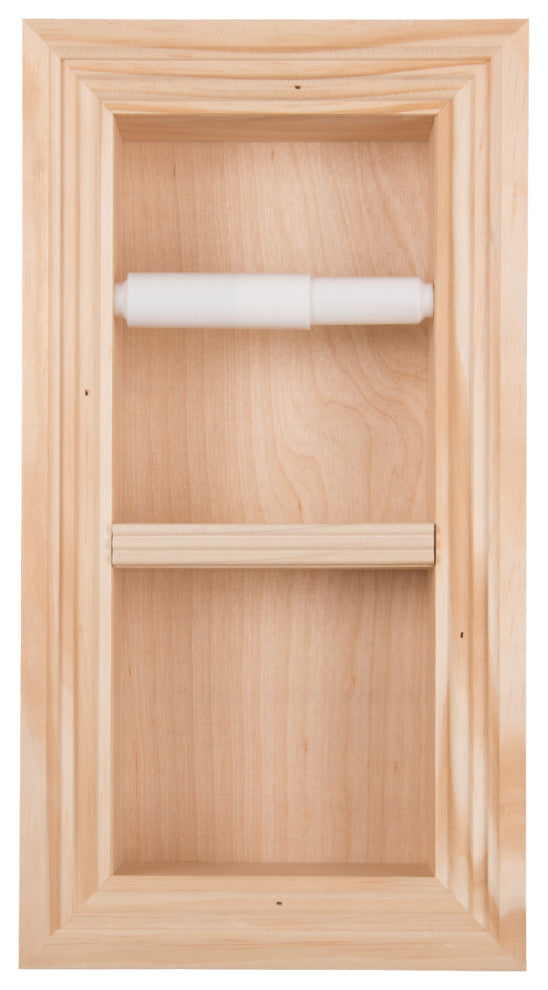 Bayshore Recessed Solid Wood Double Toilet Paper Holder 7 x 14.5, Unfinished
