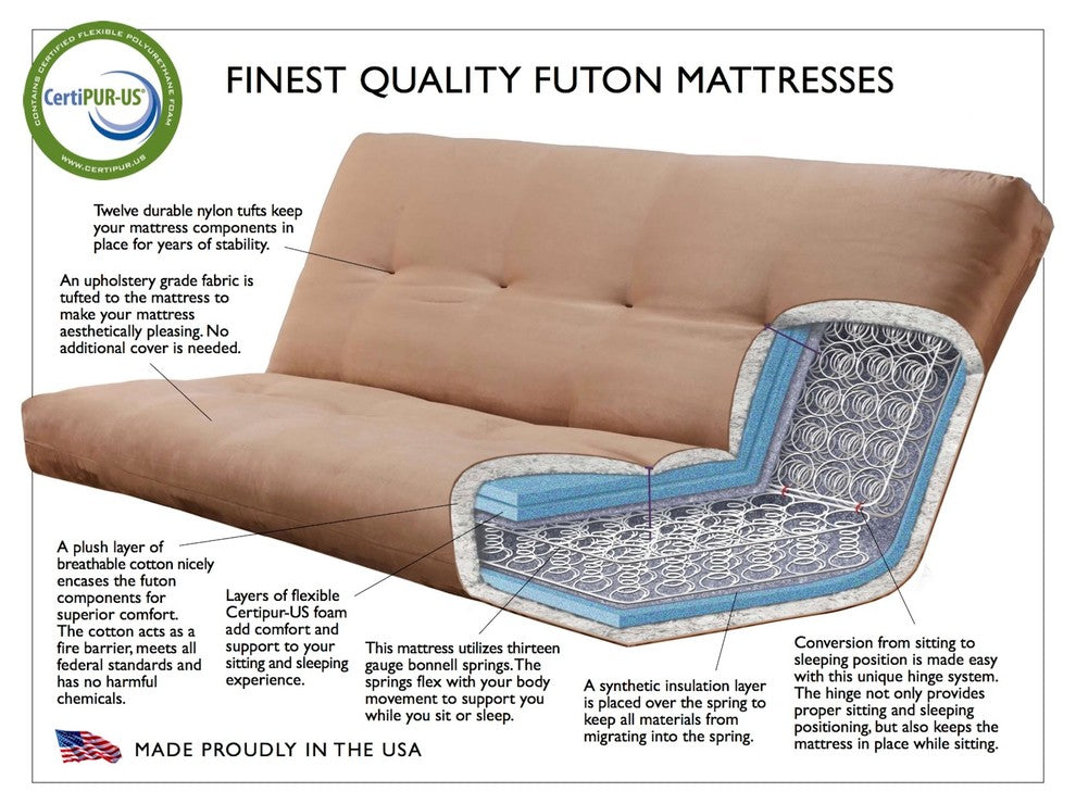 Gunner Frame Futon With Natural Finish, Oregon Trail Java