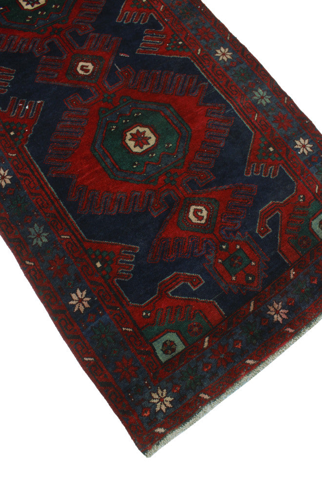 Fine Vintage Distressed Bibigul Navy Runner