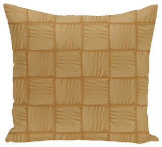 Basketweave Geometric Print Pillow, Gold, 18"x18"