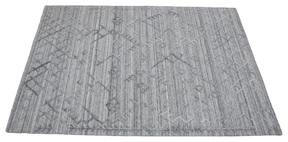 HAND WOVEN FLAT WEAVE KILIM POLYESTER AREA RUGS -Rectangle,Silver,Geometric, [Rectangle] 5'x8'