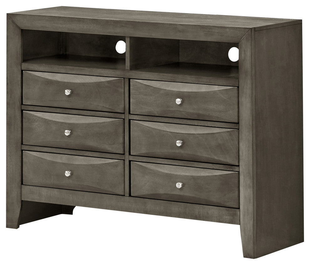 Marilla Gray 6 Drawer Chest of Drawers, 47"x17"x37"