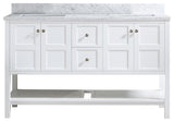 CASAINC 60" Marble Top Luxury Double Sink Bathroom Vanity, White