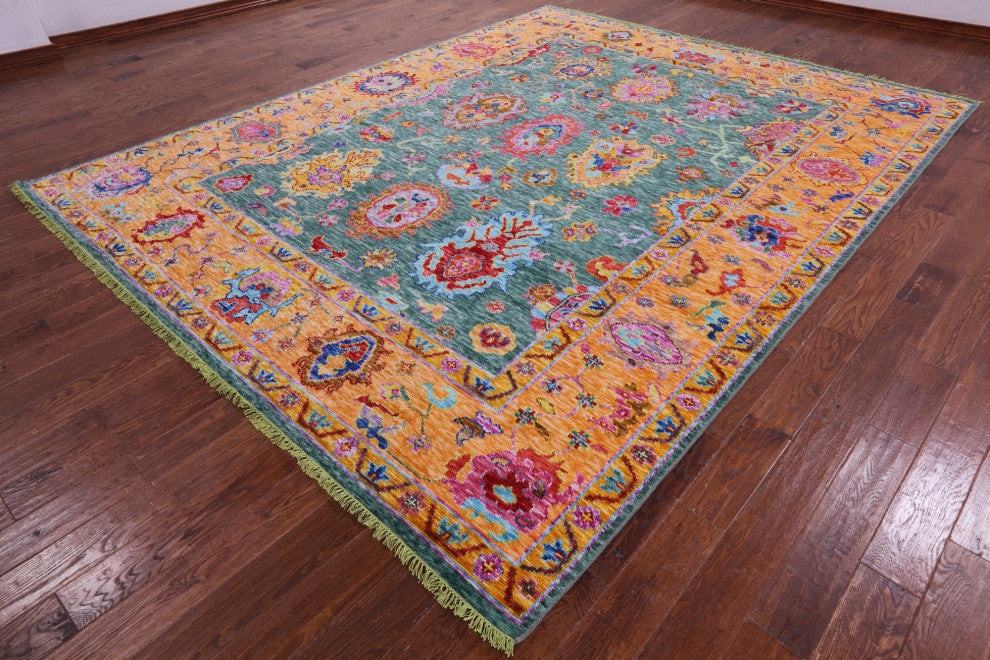 9' 5" X 12' 1" Turkish Oushak Hand Knotted Wool Rug - Q14857