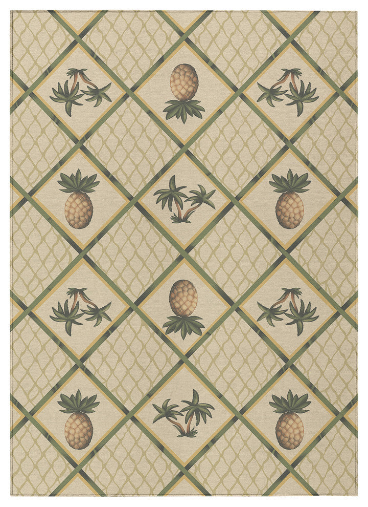 Indoor/Outdoor Kendall KE7 Beige Machine Washable 10' x 14' Rug