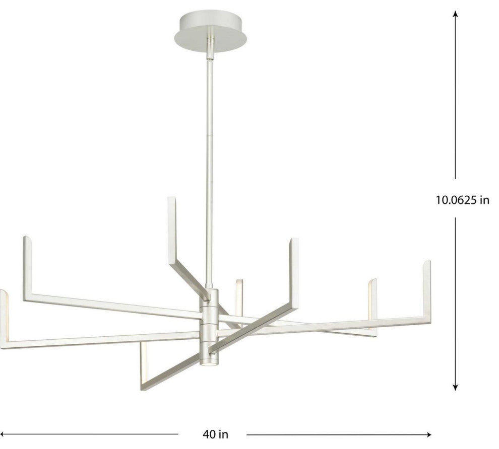 Pivot LED Collection 40, 8-Light Burnished Nickel Frosted Glass LED Chandelier