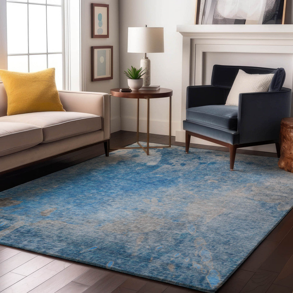 Premium Machine Washable Mayfield AMF562 Blue 3' x 5' Rug