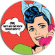 Woman Talking On Phone, Portrait Digital Art Disc Metal Wall Art, 23"